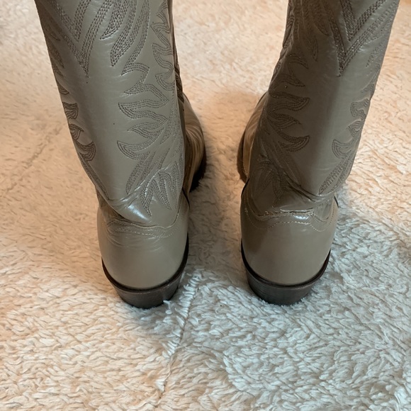 Justin Cowboy Boots Gray Leather Round Toe Size 7.5 - Picture 5 of 10